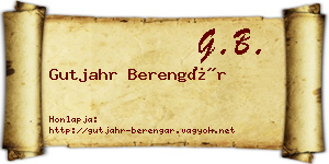 Gutjahr Berengár névjegykártya